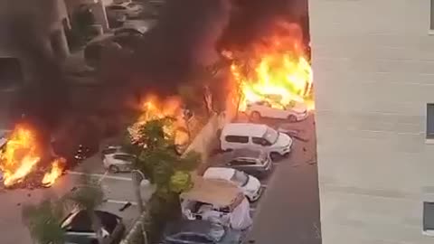 Hamas Rockets Hit a Carpark in Southern Israel