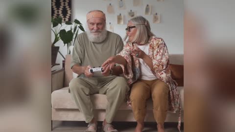 Grandpa and Grandma playing video games
