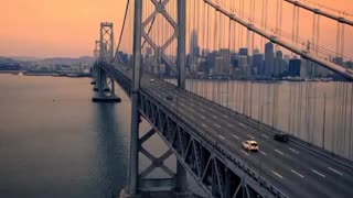 The Winter Glow of the Bay Bridge in San Francisco, California