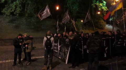 Misanthropic Division, a fascist white supremacist group, marches through Kyiv/Kiev Ukraine