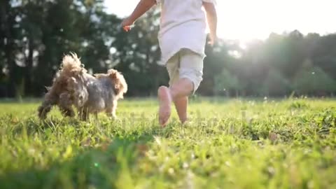 Children with puppy