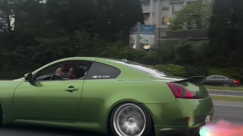 Green Infiniti show it exhaust 🔥