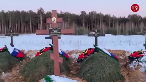 Footage from cemetery where 70 "Wagners" killed in Ukraine were buried- they are aged between 30-40
