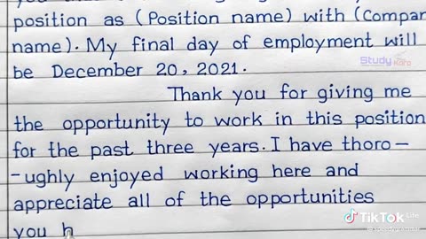 Letter of resignation