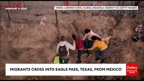 BORDER: Drone Footage Of Eagle Pass Migrants And Razor Wire