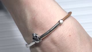 Thin Leather Bracelet with Skull Metal Slider, Handmade Jewelry Tutorial