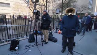 JUST IN - Large media presence outside Manhattan criminal court