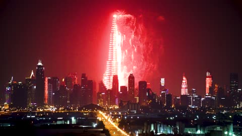 Fireworks on Burj Khalifa