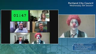 a clown named "Ronald" had a message for Portland city council and Mayor Ted Wheeler