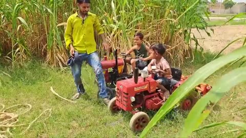 #Play little boy#_mini_Mahindra_And_mini Eicher tractor##