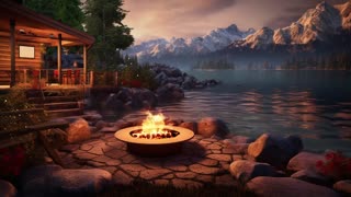 Lakeside Campfire with Crickets & Fireflies Ambient Nature Sounds Relaxing Atmosphere