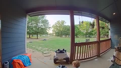 Young Boy Gets Startled by Air Compressor