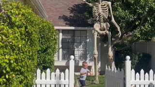 Boy Doesn't See Giant Skeleton Until It's Too Late