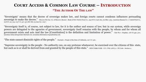 Court Access and the Common Law Course - Introduction