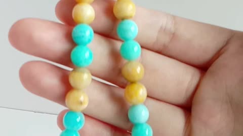 Natural turquoise with YellowBumble bee roundle beads handmade jewelry set gift03