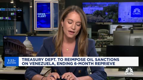 Treasury Department to reimpose oil sanctions on Venezuela