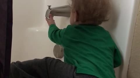 12 month old wants his bath time