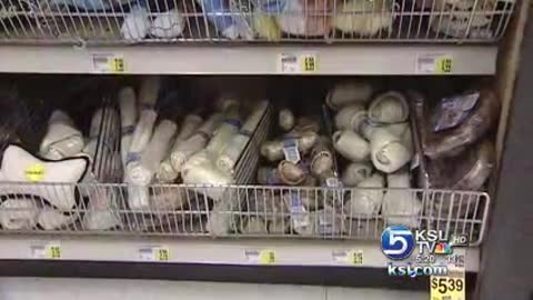 Furry thief , DOG shop lifting, grabs Christmas present out of grocery store aisle