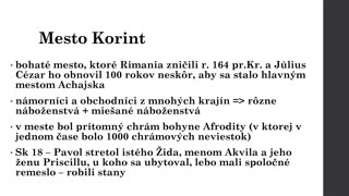 Poznanie Biblie - (133) - 1. list Korinťanom, I