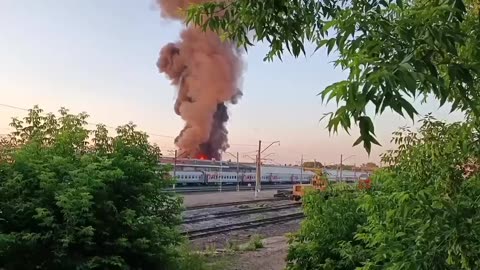 Ufa, Russia. Minus 10 fuel tanks near the railroad.