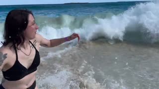 Swimming in the ocean at Atlantis, Paradise Island, Bahamas