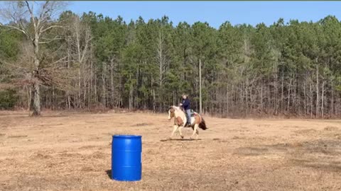 Running barrels and horseback trail riding