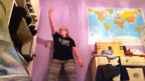 Girl Breaks Light Dancing and Playing with Soccer Ball in Her Room