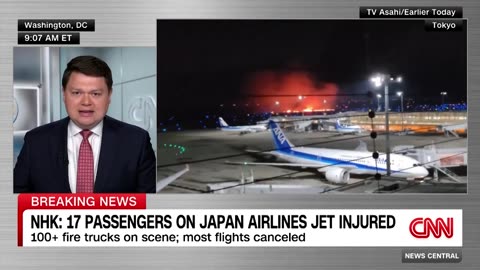 See moment planes collide at Tokyo airport