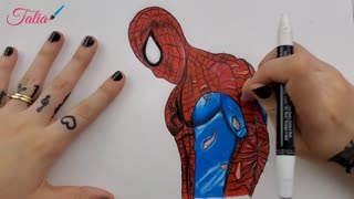 Beautiful drawing of Spiderman with prismacolor colors
