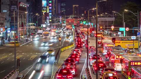 Beautiful traffic light in city night