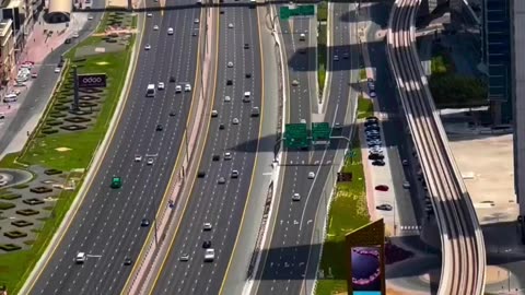 Beautiful Arial View of Dubai’s Sheikh Zayed Road