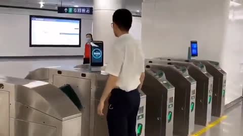China with Green Pass Check Point in Subway