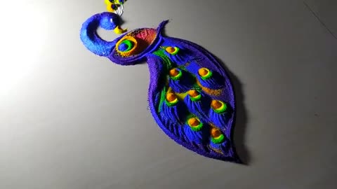 Easy Peacock rangoli for Diwali using Belan_Rolling pin _ Happy diwali rangoli _ Diwali rangoli