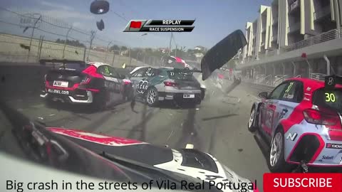 Big crash in the streets of Vila Real Portugal