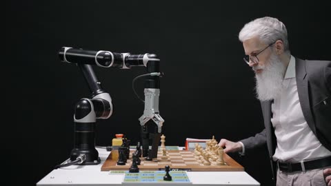 Elderly Man vs. Robot: A Chess Battle of Wits