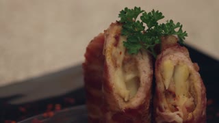 Balkan cuisine recipes: Pork loin and cheese wrapped in bacon