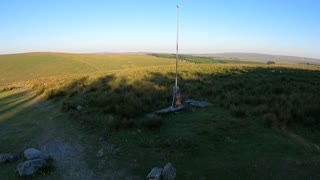 Drone footage of a flag pole in Dartmoor. 2022