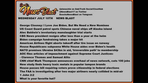 Wednesday, July 10, 2024 News Blast