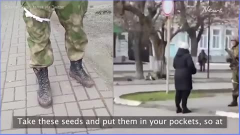 Ukrainian Woman Confronts Russian Soldier