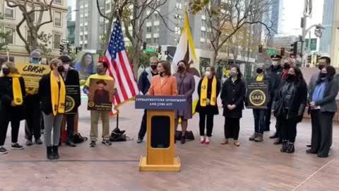 Protestor interrupts Nancy Pelosi in San Francisco