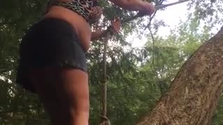 Collab copyright protection - woman dragged on rope swing wipeout