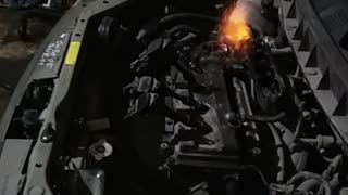 Car Engine Fire Demonstration