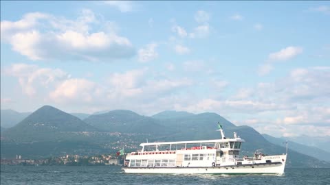 stresa italy tourist boat on stresa background maggiore lake summer
