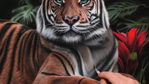 Artist Creates a Realistic Tiger Drawing