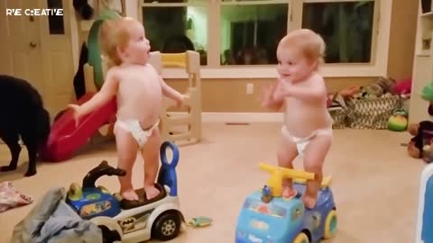 Twins Babies Fighting with eachother so cutely