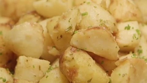 Garnishing Potatoes in Slow Motion