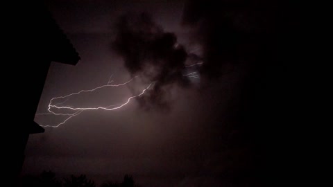 Thunder And Flash Of Lightning At Night