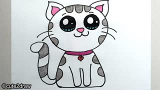 How To Draw A Cute Cat | How To Draw And Color A Cute Cat