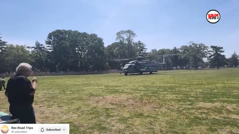 Helicopter take off from Fleet Week Eisenhower Park