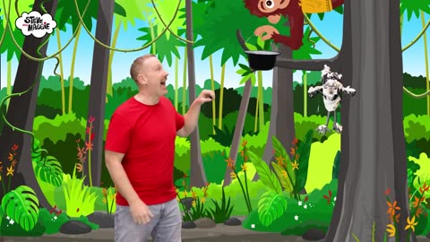 Steve and Maggie Down in the Jungle Story for Kids - Monkey Family Song - Wow English TV